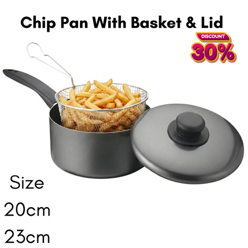 23cm chip pan with basket - chip,