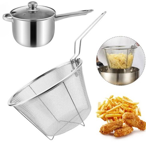 38cm stainless steel chip pan - stainless,