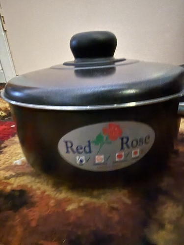 Vintage red rose cookware 20cm - vintage,